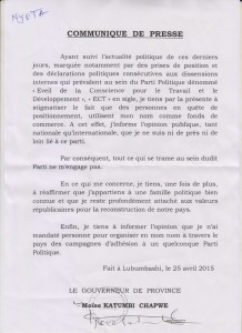 27 AVRIL MESSAGE DU GOUV